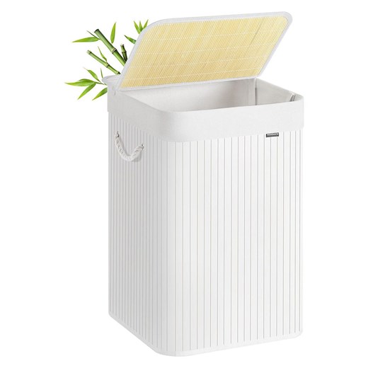 Songmics Kosz w kolorze białym na pranie - 40 x 61 x 40 cm ze sklepu Limango Polska w kategorii Akcesoria łazienkowe - zdjęcie 187318959