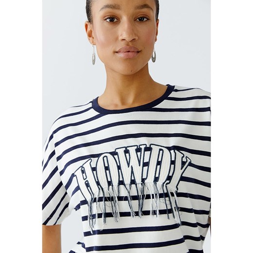 Oui Koszulka w kolorze biało-niebieskim 42 wyprzedaż Limango Polska