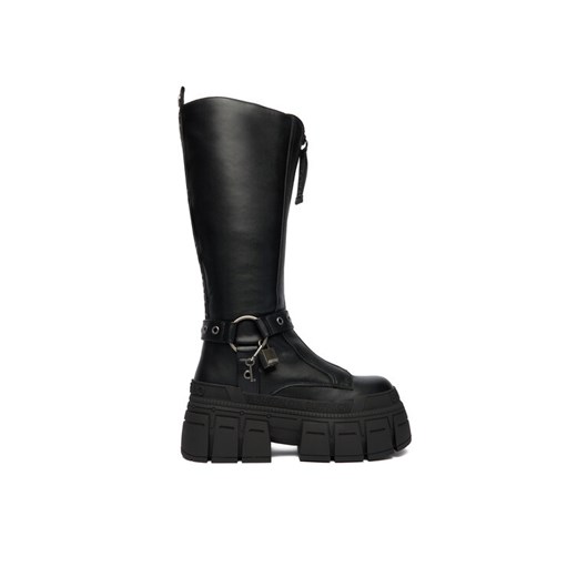 Kozaki Buffalo Gospher Biker Hi 1270131 Czarny ze sklepu eobuwie.pl w kategorii Kozaki damskie - zdjęcie 187319537