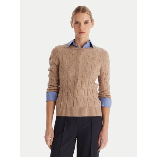 Tommy Hilfiger Sweter WW0WW43586 Beżowy Regular Fit ze sklepu MODIVO w kategorii Swetry damskie - zdjęcie 187319875