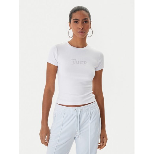 Juicy Couture T-Shirt Esme JCWCT225323 Biały Slim Fit - id: 0000305589101 - marki Juicy Couture - 187319896 Juicy Couture T-Shirt Esme JCWCT225323 Biały Slim Fit ze sklepu MODIVO w kategorii Bluzki damskie - zdjęcie 187319896
