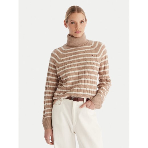 Tommy Hilfiger Golf WW0WW46791 Beżowy Regular Fit ze sklepu MODIVO w kategorii Swetry damskie - zdjęcie 187319939