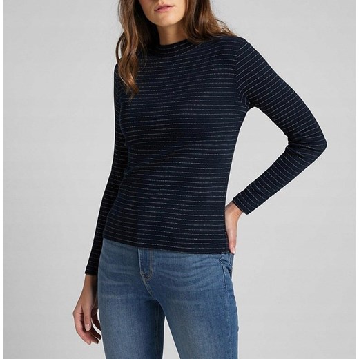 LEE HI NECK LS RIB TEE DAMSKA KOSZULKA Z DŁUGIM RĘKAWEM SKY CAPTAIN L44DPHHY 112109820 ze sklepu YouNeedit.pl w kategorii Koszule damskie - zdjęcie 187321338