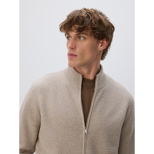 Reserved - Rozpinany sweter ze stójką - beżowy - id: 226FT-80M - marki Reserved - 187322227 Reserved - Rozpinany sweter ze stójką - beżowy ze sklepu Reserved w kategorii Swetry męskie - zdjęcie 187322227