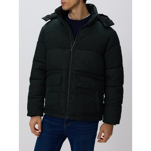 Reserved - Sztruksowa kurtka z kapturem - ciemnozielony ze sklepu Reserved w kategorii Kurtki męskie - zdjęcie 187322308