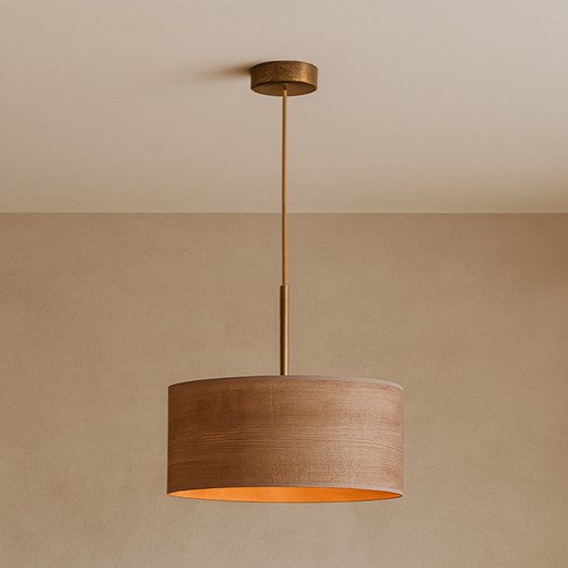 Skandynawska lampa wisząca z abażurem 40 cm SINTRA ECO fi - 40 cm - kolor orzechowy ze sklepu Lysne w kategorii Lampy wiszące - zdjęcie 187322456