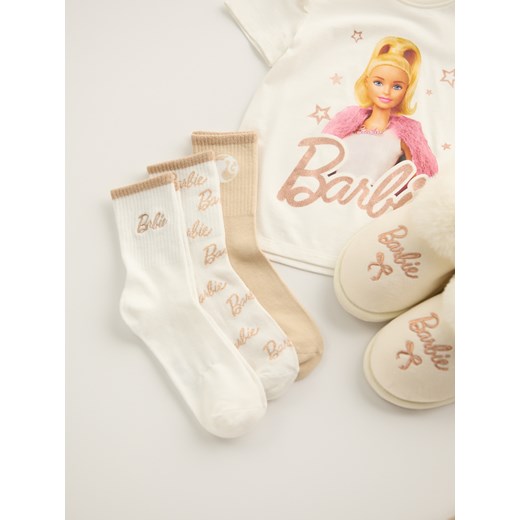 Sinsay - Kapcie z futerkiem Barbie - kremowy Sinsay 38/39 Sinsay