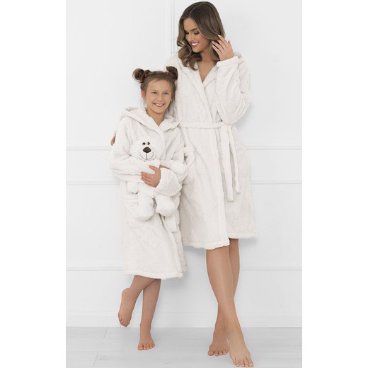 Szlafrok damski z długim rękawem ecru Miśka, Kolor ecru, Rozmiar S, Italian Fashion ze sklepu Primodo w kategorii Szlafroki damskie - zdjęcie 187322756