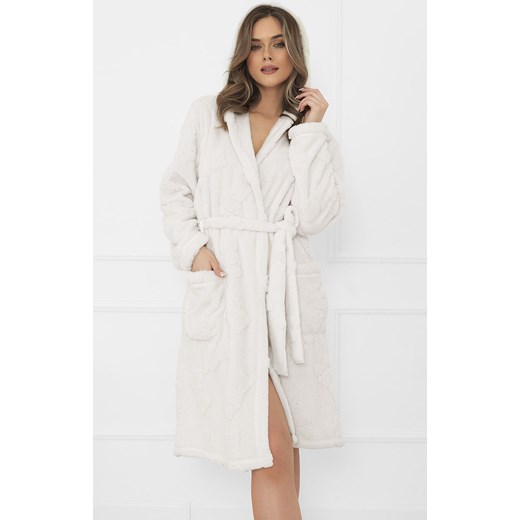 Szlafrok damski z długim rękawem ecru Miśka, Kolor ecru, Rozmiar S, Italian Fashion ze sklepu Primodo w kategorii Szlafroki damskie - zdjęcie 187322757