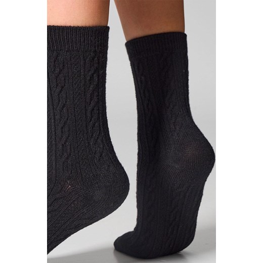 2-pack czarne skarpetki damskie z fakturą warkocza WC28 Velvet, Kolor czarny, Rozmiar 36-40, LEGS ze sklepu Primodo w kategorii Skarpetki damskie - zdjęcie 187322876