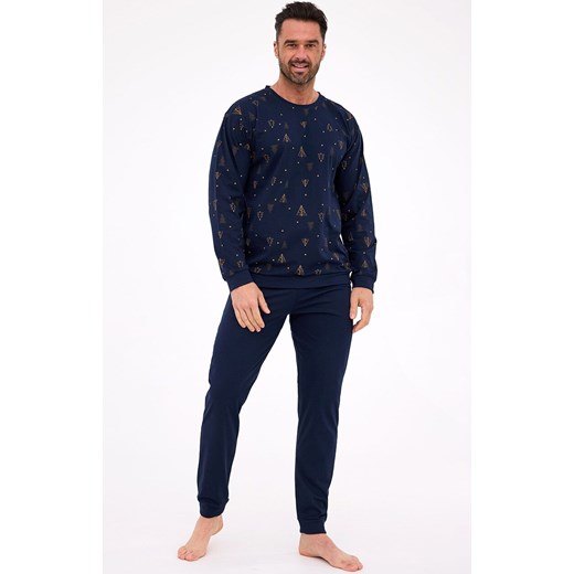 Długa piżama męska w choinki Night 3 457/299, Kolor granatowy, Rozmiar L, Cornette ze sklepu Intymna w kategorii Piżamy męskie - zdjęcie 187323917