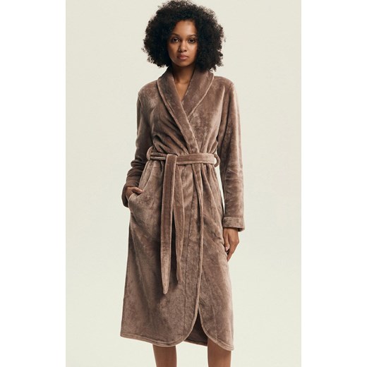 Henderson elegnacki szlafrok damski Dextra 43595-84X, Kolor brązowy, Rozmiar L, Henderson ze sklepu Intymna w kategorii Szlafroki damskie - zdjęcie 187324226