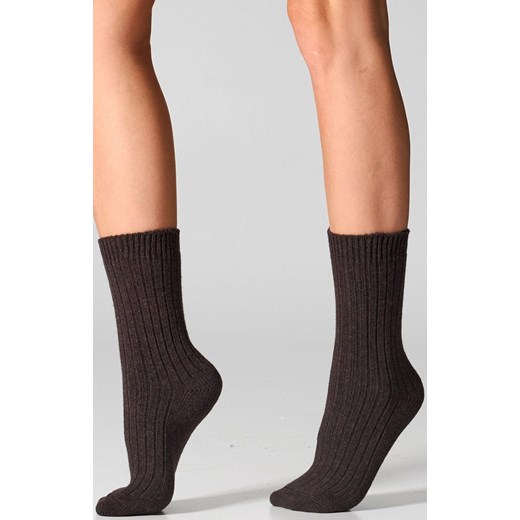 Skarpetki damskie z wełną merynosów i kaszmirem brązowe SCM26, Kolor brązowy, Rozmiar 36-40, LEGS ze sklepu Intymna w kategorii Skarpetki damskie - zdjęcie 187324369