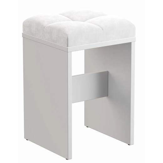 Biały taboret z welurowym siedziskiem N4-Z42 ze sklepu Edinos.pl w kategorii Komody - zdjęcie 187324717