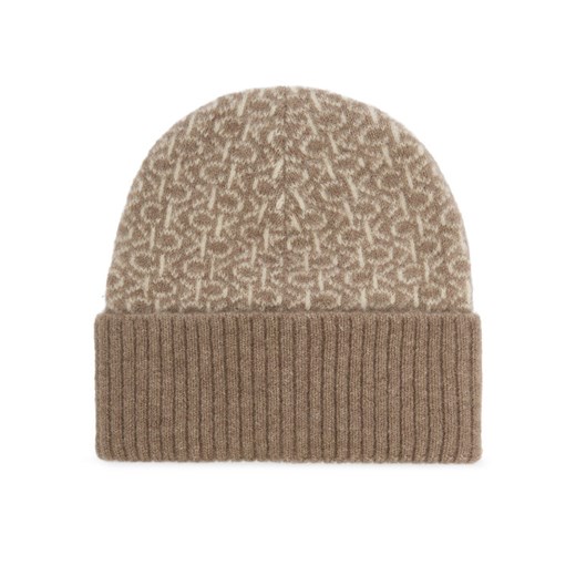 Czapka Calvin Klein Monogram Fold K60K612595 Beżowy ze sklepu eobuwie.pl w kategorii Czapki zimowe damskie - zdjęcie 187324835