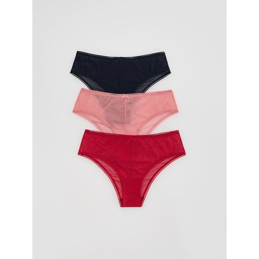Reserved - Siateczkowe majtki hipster 3 pack - fuksja ze sklepu Reserved w kategorii Majtki damskie - zdjęcie 187325636