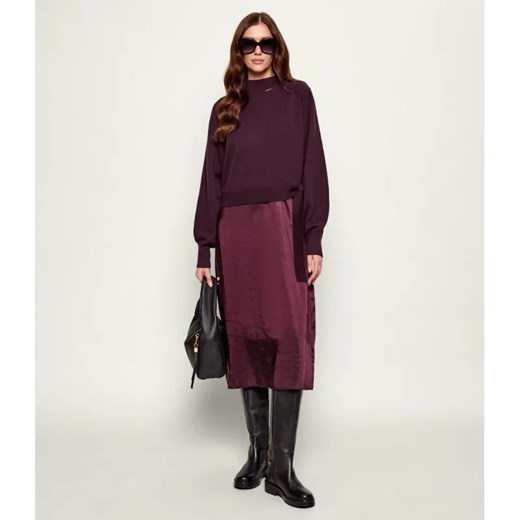 BOSS BLACK Satynowa sukienka 2w1 Flalina | z dodatkiem wełny i kaszmiru - id: BB255W000039557 - marki BOSS HUGO BOSS - 187327195 BOSS BLACK Satynowa sukienka 2w1 Flalina | z dodatkiem wełny i kaszmiru ze sklepu Gomez Fashion Store w kategorii Sukienki - zdjęcie 187327195