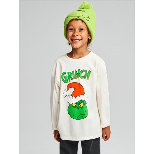 Sinsay - Koszulka z długimi rękawami Grinch - kremowy ze sklepu Sinsay w kategorii T-shirty chłopięce - zdjęcie 187327639