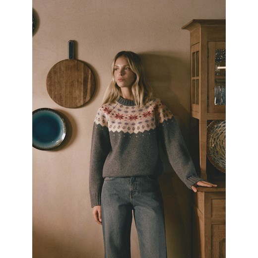 Reserved - Wełniany sweter - szary ze sklepu Reserved w kategorii Swetry damskie - zdjęcie 187327936