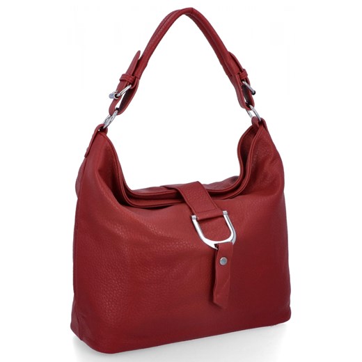 Klasyczna Torebka Damska Na Ramię firmy Herisson 16B376 Czerwona ze sklepu PaniTorbalska w kategorii Torebki hobo - zdjęcie 187328925