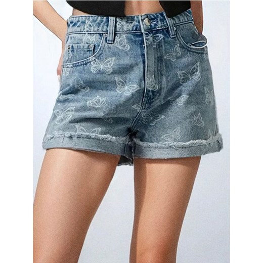 Sinsay - Szorty jeansowe ze wzorem - niebieski ze sklepu Sinsay w kategorii Szorty - zdjęcie 187329187