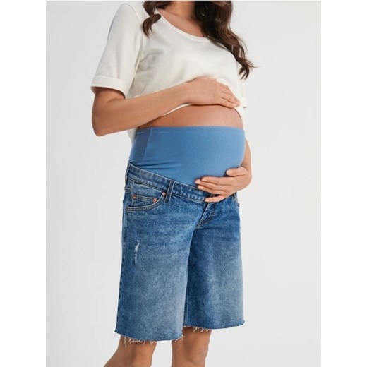 Sinsay - Szorty jeansowe MAMA - niebieski ze sklepu Sinsay w kategorii Spodenki ciążowe - zdjęcie 187329207