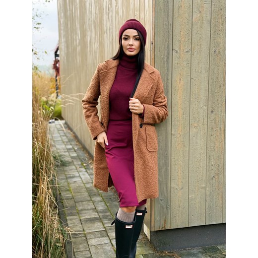 Bordowa Prosta Spódnica z Gumką w Pasie ze sklepu ModnaKiecka.pl w kategorii Spódnice - zdjęcie 187329778