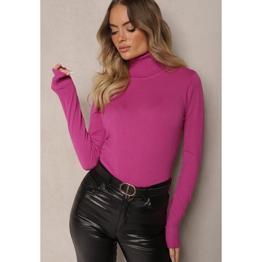 Ciemnoróżowy Golf Sweterkowy z Domieszką Kaszmiru Zaivanna ze sklepu renee.pl w kategorii Swetry damskie - zdjęcie 187329848