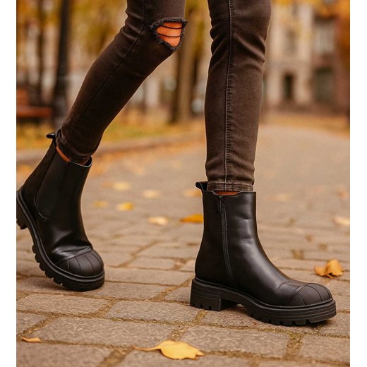 Czarne wysokie botki z ociepleniem /J5-2 H2 18423 T2/ ze sklepu Pantofelek24.pl w kategorii Botki - zdjęcie 187330099