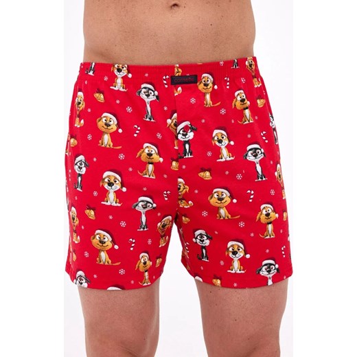 Luźne bokserki świąteczne męskie Dogs 2 016/21, Kolor czerwony-wzór, Rozmiar S, Cornette ze sklepu Primodo w kategorii Majtki męskie - zdjęcie 187330337