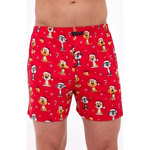 Luźne bokserki świąteczne męskie plus size Dogs 2 016/21, Kolor czerwony-wzór, Rozmiar 4XL, Cornette ze sklepu Primodo w kategorii Majtki męskie - zdjęcie 187330338