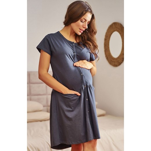 Doctor Nap rozpinana koszulka nocna TCB.9445.GRAPHITE, Kolor grafitowy, Rozmiar S, Doctor Nap ze sklepu Primodo w kategorii Bielizna ciążowa - zdjęcie 187330397