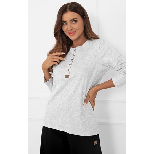 Bawełniana bluzka damska z długim rękawem jasny melanż Gordo, Kolor jasny melanż, Rozmiar S, Italian Fashion ze sklepu Primodo w kategorii Bluzki damskie - zdjęcie 187330599