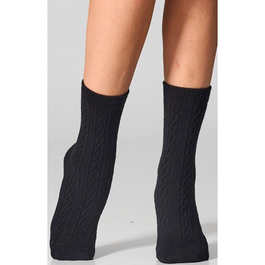 2-pack czarne skarpetki damskie z fakturą warkocza WC28 Velvet, Kolor czarny, Rozmiar 36-40, LEGS ze sklepu Primodo w kategorii Skarpetki damskie - zdjęcie 187330729