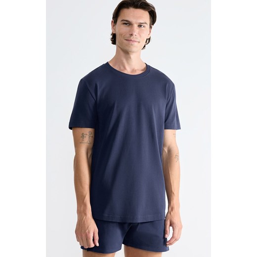Sloggi bawełniany t-shirt męski na krótki rękaw SLG 10215508-1771, Kolor ciemnoniebieski, Rozmiar L, Sloggi ze sklepu Primodo w kategorii Podkoszulki męskie - zdjęcie 187330877