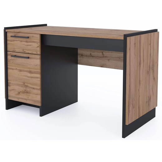 Biurko z szufladą i szafką dąb wotan + czarny T3-A61 ze sklepu Edinos.pl w kategorii Biurka i sekretarzyki - zdjęcie 187330969