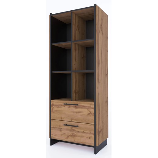 Wysoki regał z szufladami dąb wotan + czarny M0-G86 ze sklepu Edinos.pl w kategorii Regały i witryny - zdjęcie 187330995