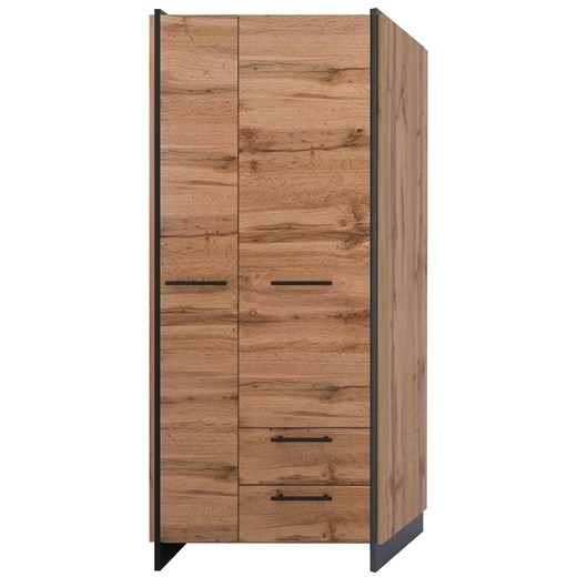 Duża szafa dwudrzwiowa z szufladami dąb wotan + czarny B0-C48 ze sklepu Edinos.pl w kategorii Szafy - zdjęcie 187330999