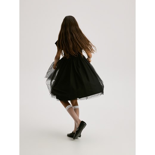 Reserved - Sukienka z łączonych materiałów - czarny Reserved 116 (5-6 lat) Reserved