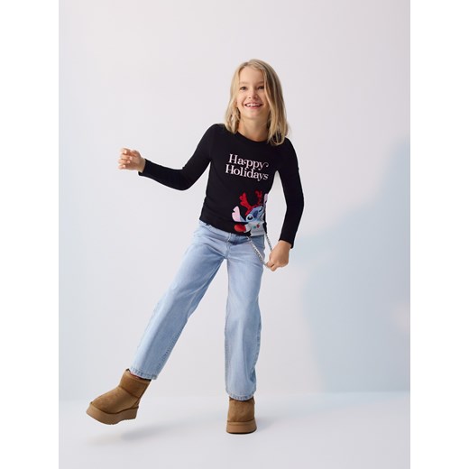 Reserved - Świąteczna bluzka Lilo i Stitch - czarny ze sklepu Reserved w kategorii Bluzki dziewczęce - zdjęcie 187331507