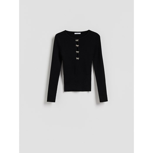 Reserved - Bluzka z ozdobną aplikacją - czarny ze sklepu Reserved w kategorii Bluzki damskie - zdjęcie 187331529