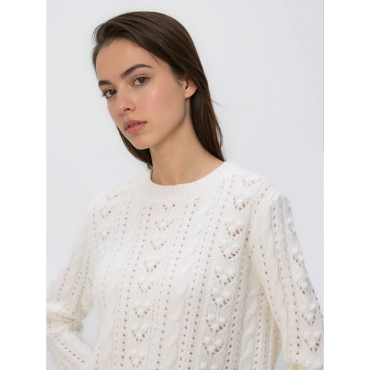 Reserved - Sweter z dodatkiem wełny - kremowy ze sklepu Reserved w kategorii Swetry damskie - zdjęcie 187331635