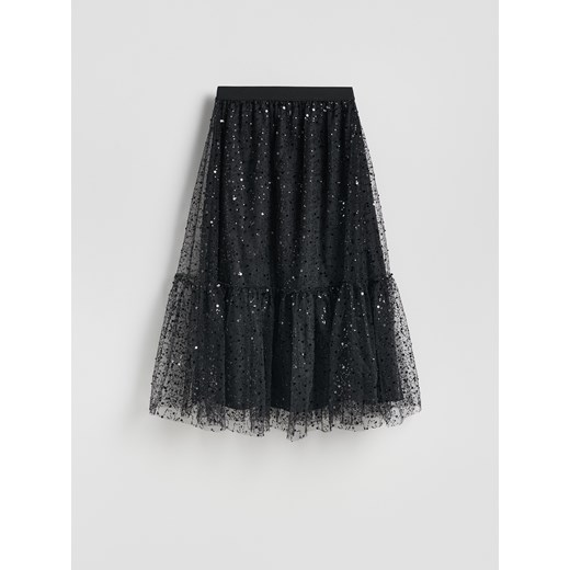 Reserved - Tiulowa spódnica z cekinami - czarny ze sklepu Reserved w kategorii Spódnice - zdjęcie 187331727