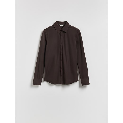 Reserved - Gładka koszula super slim fit - brązowy ze sklepu Reserved w kategorii Koszule męskie - zdjęcie 187331737
