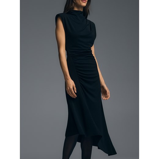 Reserved - Asymetryczna sukienka midi - czarny Reserved L Reserved