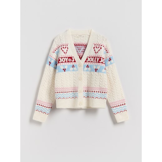 Reserved - Świąteczny kardigan - złamana biel ze sklepu Reserved w kategorii Swetry dziewczęce - zdjęcie 187331949