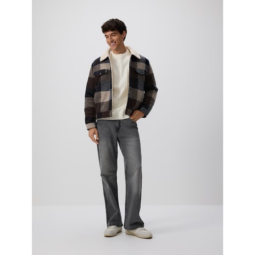 Reserved - Kurtka sherpa w kratę - granatowy ze sklepu Reserved w kategorii Kurtki męskie - zdjęcie 187332197