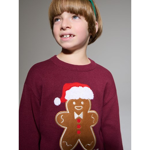Sinsay - Sweter z motywem świątecznym - bordowy Sinsay 116 (5-6 l) Sinsay