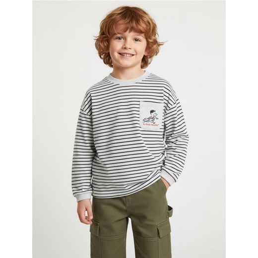 Sinsay - Bawełniana bluza w paski Le Petit Nicolas - szary ze sklepu Sinsay w kategorii Bluzy chłopięce - zdjęcie 187333146