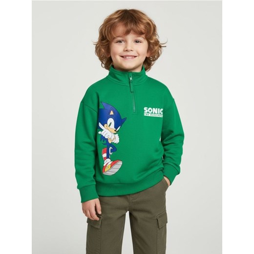 Sinsay - Bawełniana bluza ze stójką Sonic the Hedgehog - zielony ze sklepu Sinsay w kategorii Bluzy chłopięce - zdjęcie 187333149